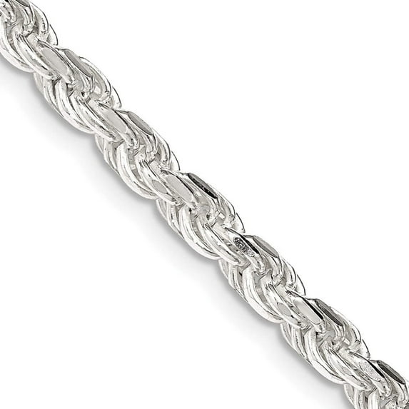Primal Silver Sterling Silver 4.25mm Diamond-cut Rope Chain