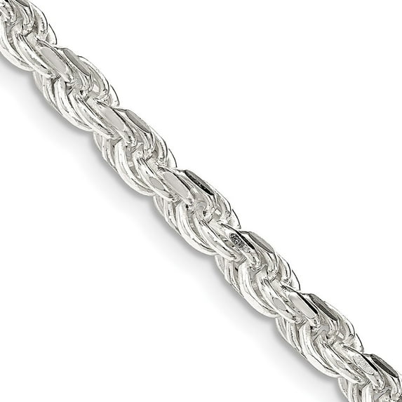 Primal Silver Sterling Silver 4.25mm Diamond-cut Rope Chain