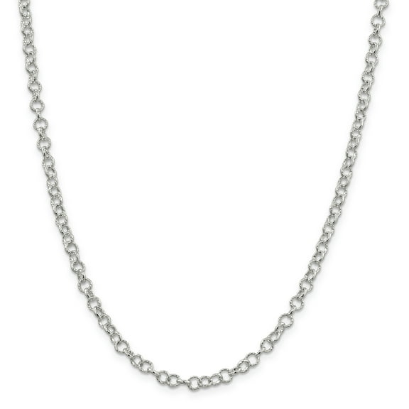Primal Silver Sterling Silver 4.55mm Fancy Patterned Rolo Chain