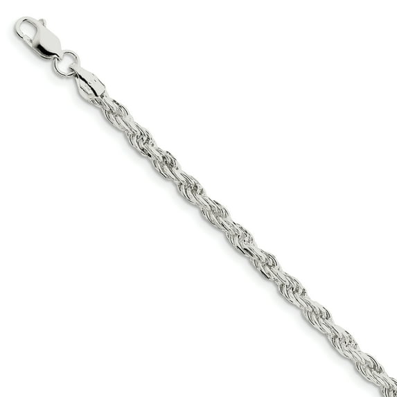 Primal Silver Sterling Silver 4.75mm Diamond-cut Rope Chain Bracelet