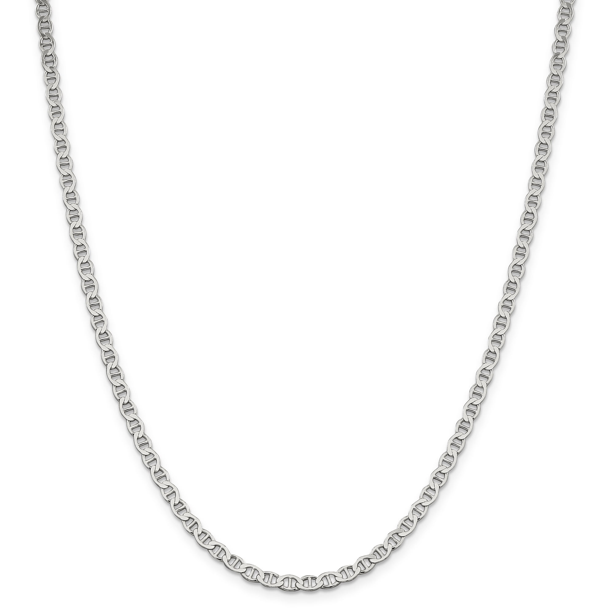 Primal Silver Sterling Silver 4mm Polished Flat Anchor Chain Anklet