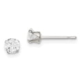 thumbnail image 1 of Primal Silver Sterling Silver 4mm Round Snap Set Cubic Zirconia Stud Earrings, 1 of 5