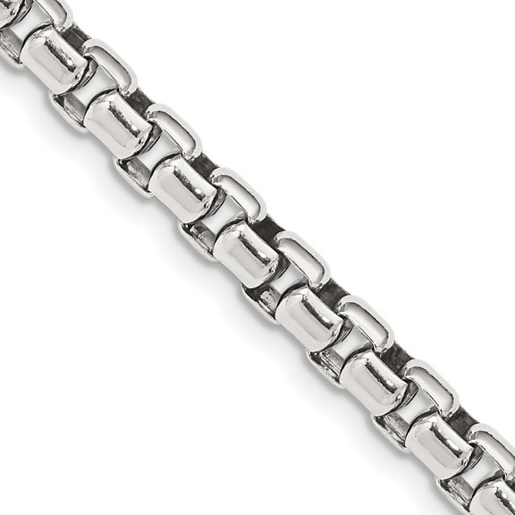Primal Silver Sterling Silver 5.20mm Antiqued Round Box Chain