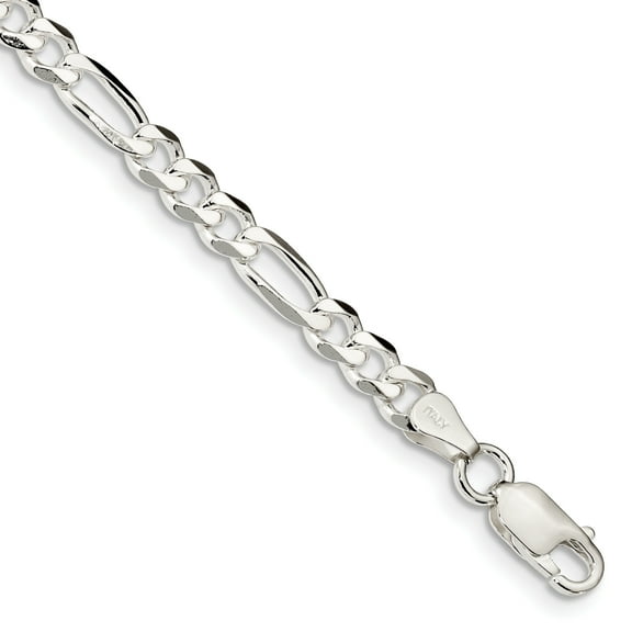Primal Silver Sterling Silver 5.5mm Figaro Chain Bracelet