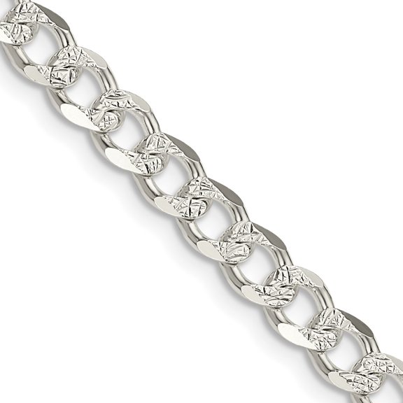 Primal Silver Sterling Silver 5.5mm Pave Curb Chain
