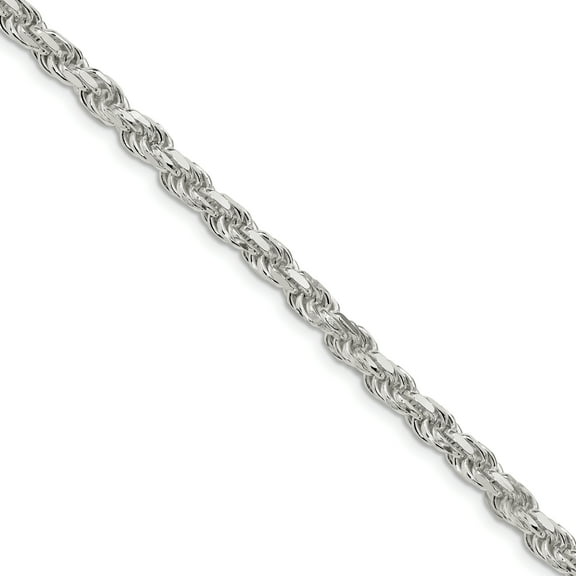 Primal Silver Sterling Silver 5.75mm Diamond-cut Rope Chain Bracelet
