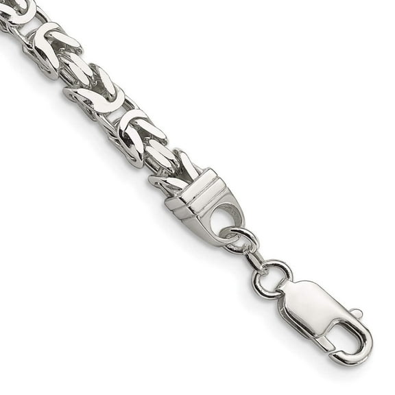Primal Silver Sterling Silver 5mm Square Byzantine Chain Bracelet