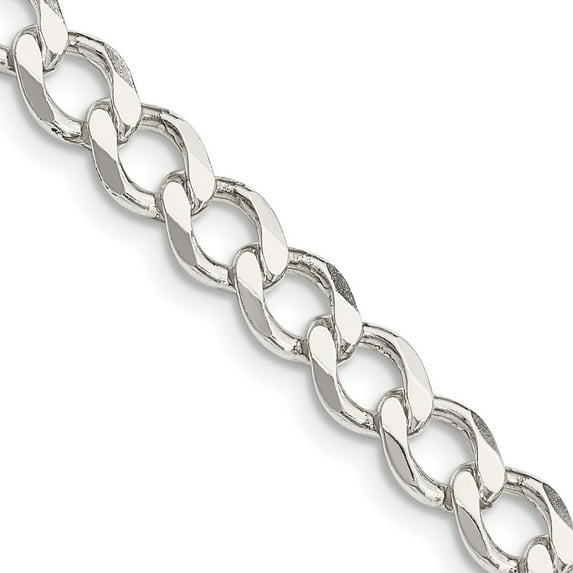 Primal Silver Sterling Silver 6.4mm Polished Flat Curb Chain