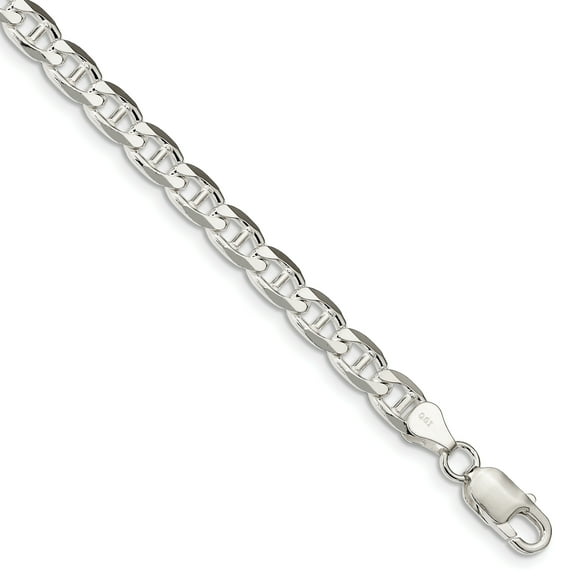 Primal Silver Sterling Silver 6.5mm Flat Anchor Chain Bracelet