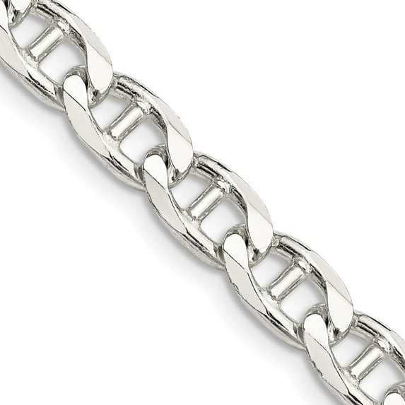 Primal Silver Sterling Silver 6.5mm Flat Cuban Anchor Chain