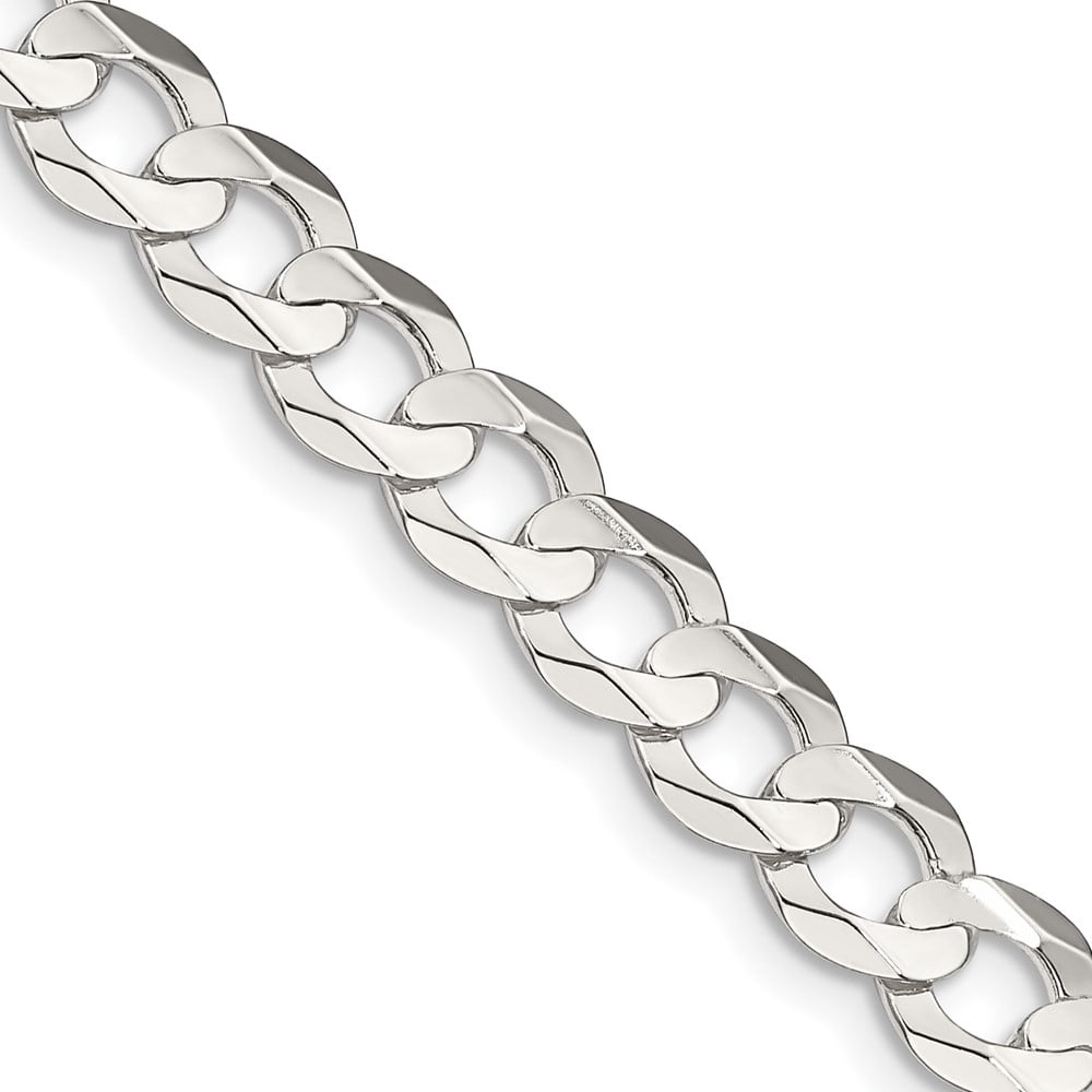 Primal Silver Sterling Silver 6.75mm Concave Beveled Curb Chain ...