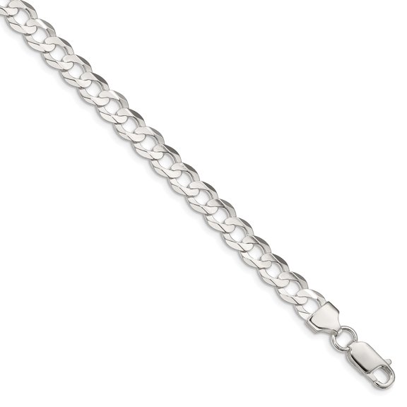 Primal Silver Sterling Silver 6.75mm Concave Beveled Curb Chain
