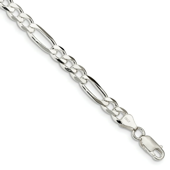 Primal Silver Sterling Silver 6.75mm Figaro Chain Bracelet