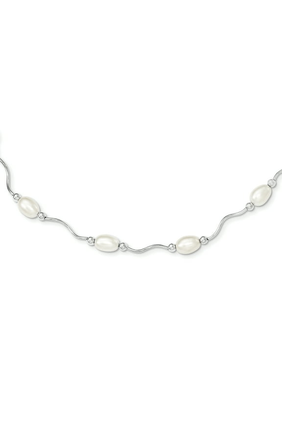 Sterling Silver 6-7mm White Freshwater Cultured Pearl Necklace
