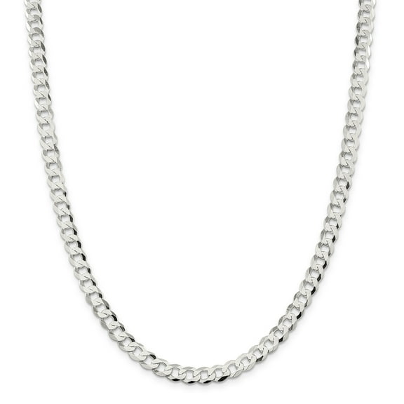 Primal Silver Sterling Silver 6.8mm Close Link Flat Curb Chain