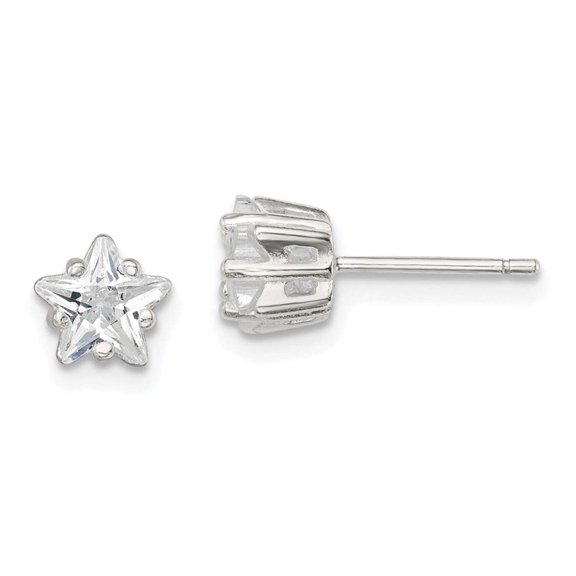 Primal Silver Sterling Silver 6mm Star Cubic Zirconia Stud Earrings