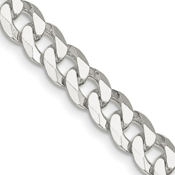 Primal Silver Sterling Silver 7.00mm Beveled Curb Chain
