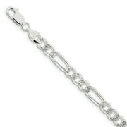 BLACK BOW JEWELRY COMPANY Primal Silver Sterling Silver 7.25mm Pave Flat Figaro Chain Bracelet