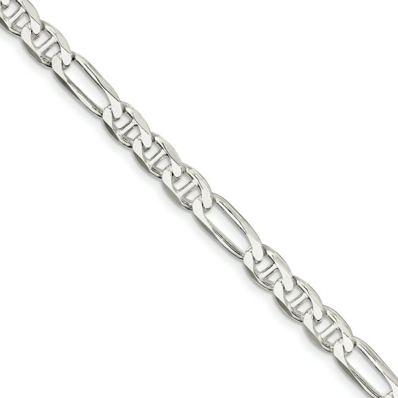 Primal Silver Sterling Silver 7.5mm Figaro Anchor Chain Bracelet