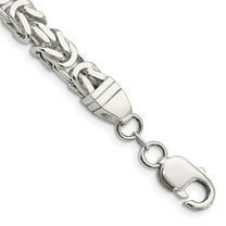Primal Silver Sterling Silver 7.5mm Square Byzantine Chain Bracelet