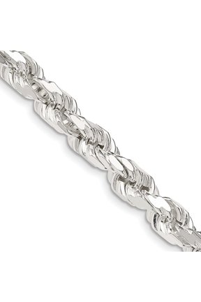 Sterling Silver 7mm Diamond-cut and Polished 8 Sides Rope Chain
