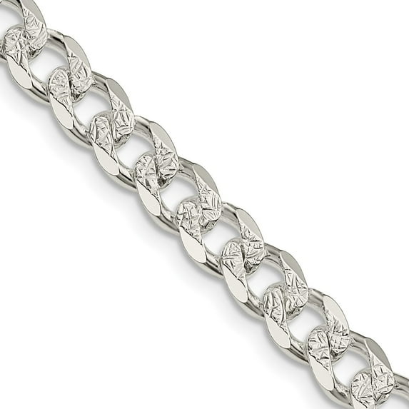 Primal Silver Sterling Silver 7mm Pave Curb Chain