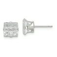 thumbnail image 1 of Primal Silver Sterling Silver 7mm Square Snap Set Cubic Zirconia Stud Earrings, 1 of 5