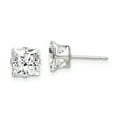 thumbnail image 1 of Primal Silver Sterling Silver 7mm Square Snap Set Cubic Zirconia Stud Earrings, 1 of 4