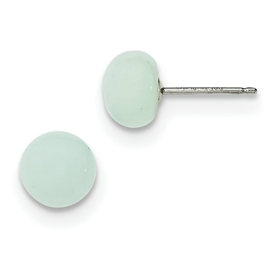 Primal Silver Sterling Silver 8-8.5mm Button Amazonite Post Earrings