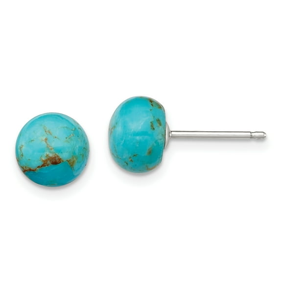 Primal Silver Sterling Silver 8-8.5mm Button Turquoise Post Earrings