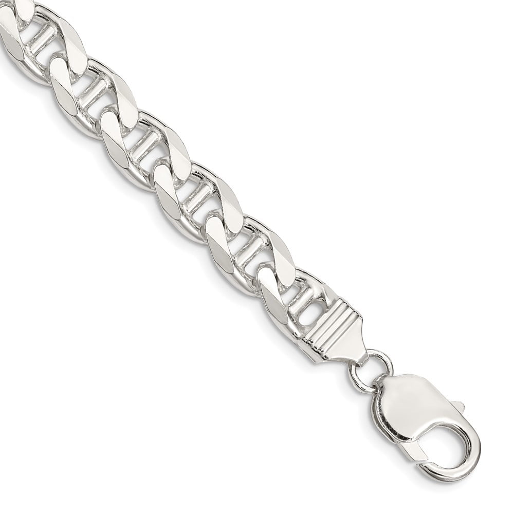 Primal Silver Sterling Silver 8.9mm Flat Anchor Chain Bracelet