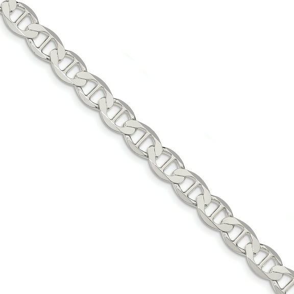 Primal Silver Sterling Silver 8.9mm Polished Flat Anchor Chain Bracelet