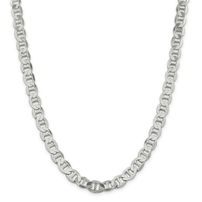 Primal Silver Sterling Silver 8.9mm Semi Solid Flat Anchor Chain