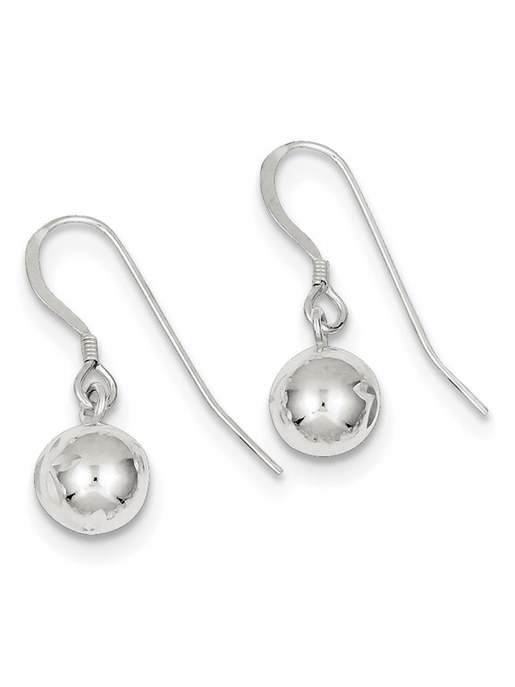 Sterling Silver 8mm Diamond Cut Bead Dangle Earrings