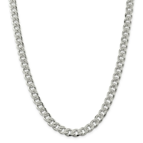 Primal Silver Sterling Silver 9.15mm Pave Curb Chain
