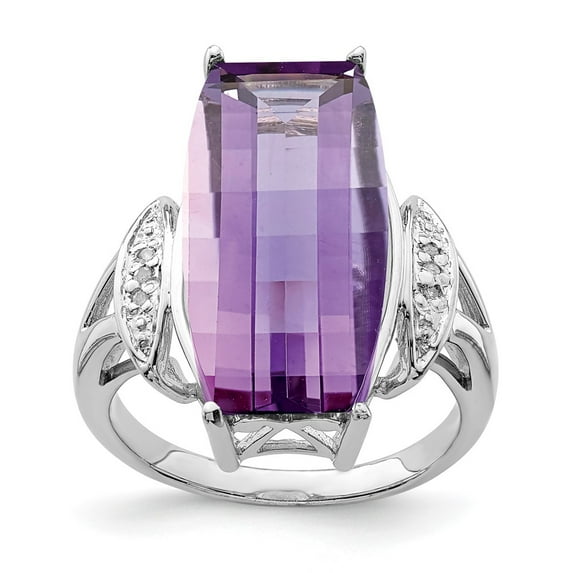 Primal Silver Sterling Silver Amethyst and Diamond Ring