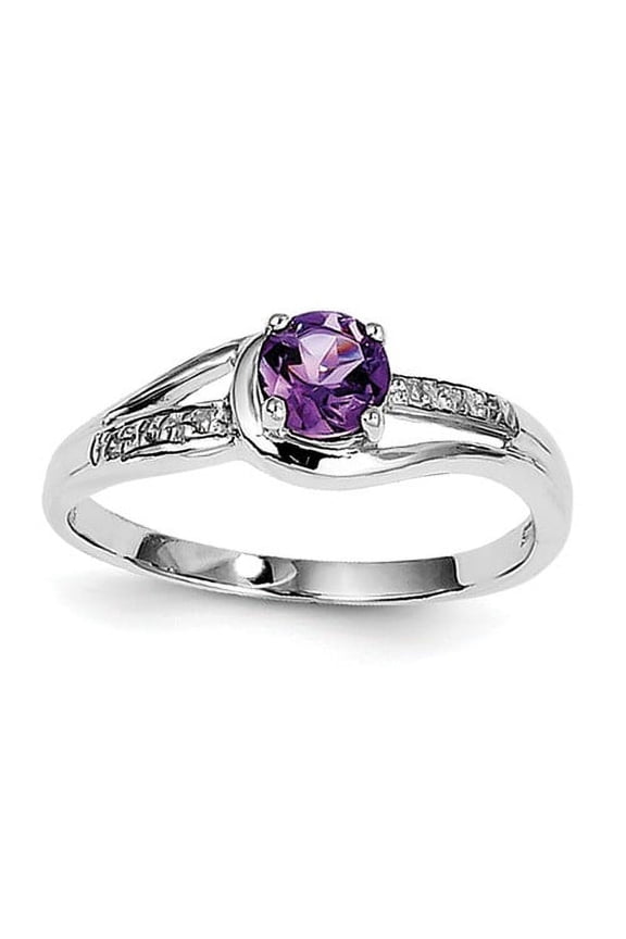 Sterling Silver Amethyst and Diamond Ring