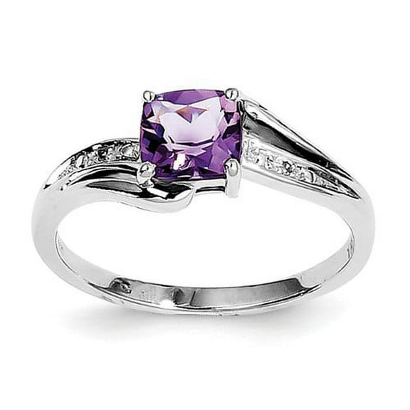 Primal Silver Sterling Silver Amethyst and Diamond Ring