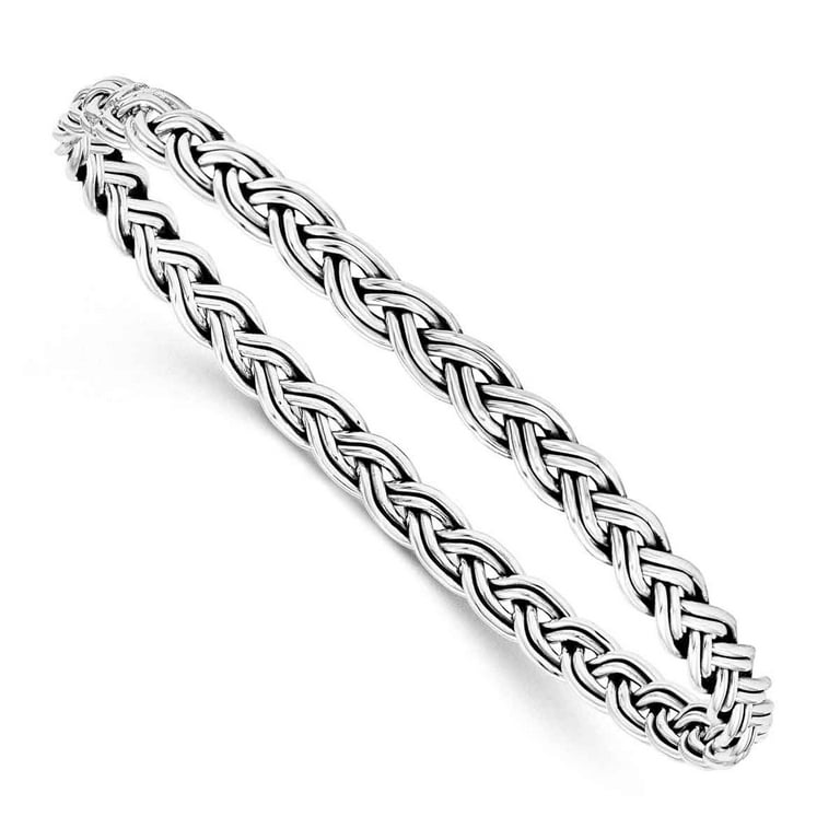 Sterling Silver Braided 5.25mm Wide Slip-On Bangle Bracelet Sterling Silver Braided 5.25mm Wide Slip-On Bangle Bracelet