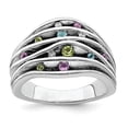thumbnail image 1 of Primal Silver Sterling Silver Antiqued Blue Topaz, Peridot, Amethyst and Cubic Zirconia Ring, 1 of 7