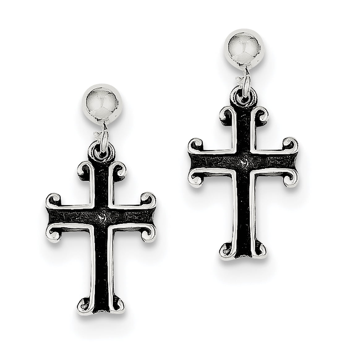 Primal Silver Sterling Silver Antiqued Cross Post Earrings