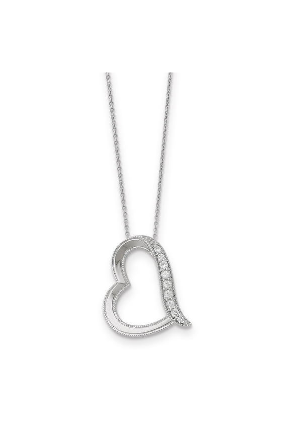 Sterling Silver Antiqued Cubic Zirconia Daughter-In-Law 18-inch Necklace