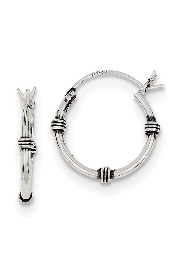 Sterling Silver Antiqued Hoop Earrings