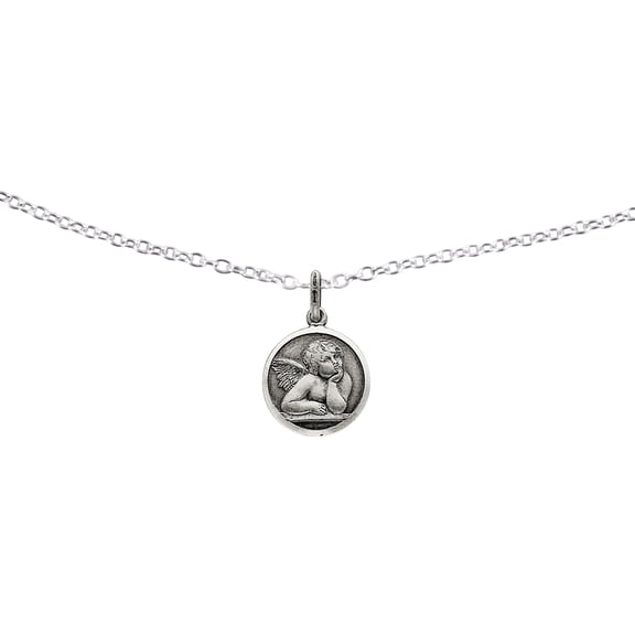 Primal Silver Sterling Silver Antiqued Raphael Angel Charm on 18 Inch Cable Chain