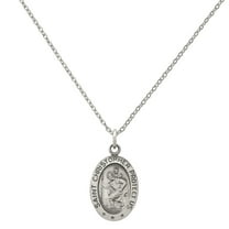 Primal Silver Sterling Silver Antiqued Saint Christopher Medal with 18-inch Cable Chain