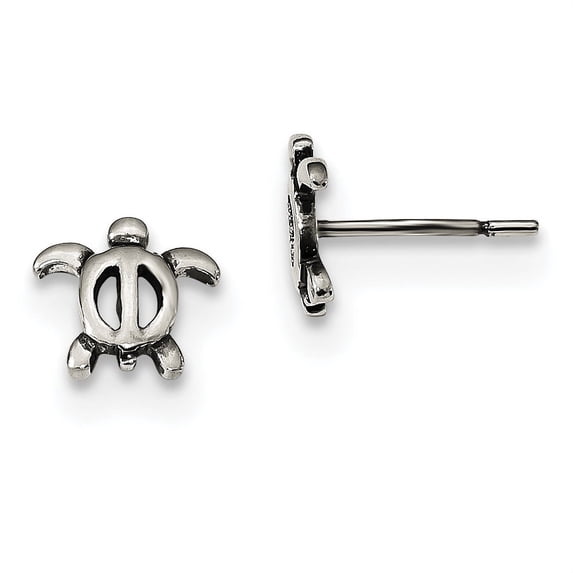 Primal Silver Sterling Silver Antiqued Turtle Post Earrings
