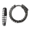 thumbnail image 1 of Primal Silver Sterling Silver Black-plated Cubic Zirconia In and Out Round Hinged Hoop Earrings, 1 of 6