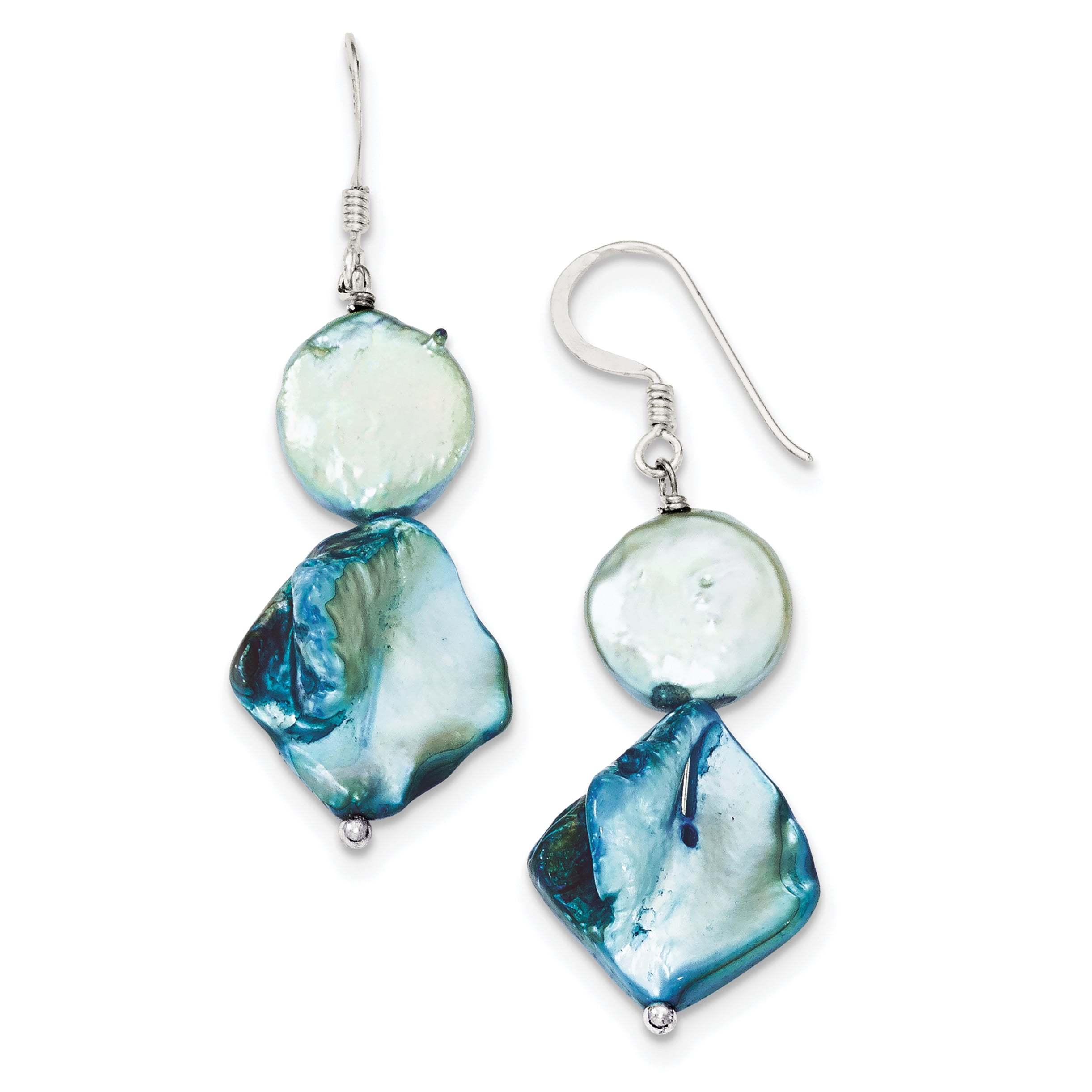 Primal Silver Sterling Silver Blue Mother of Pearl Earrings