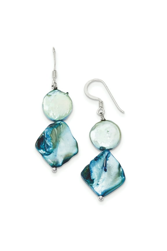 Sterling Silver Blue Mother of Pearl Earrings