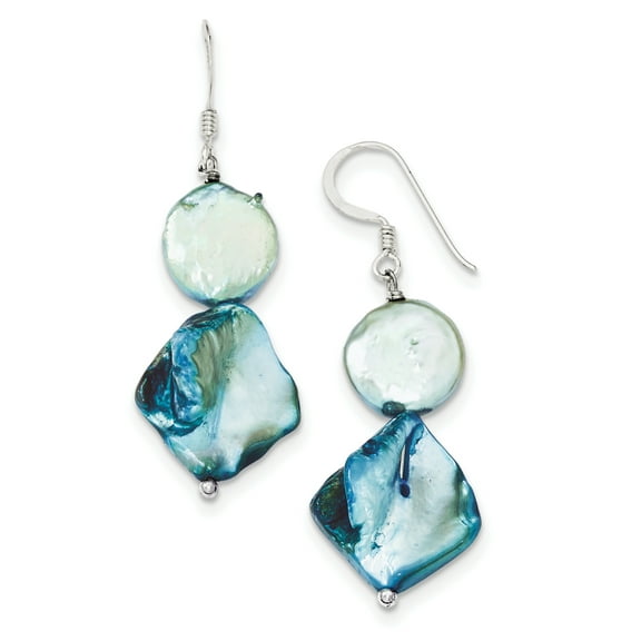 Primal Silver Sterling Silver Blue Mother of Pearl Earrings